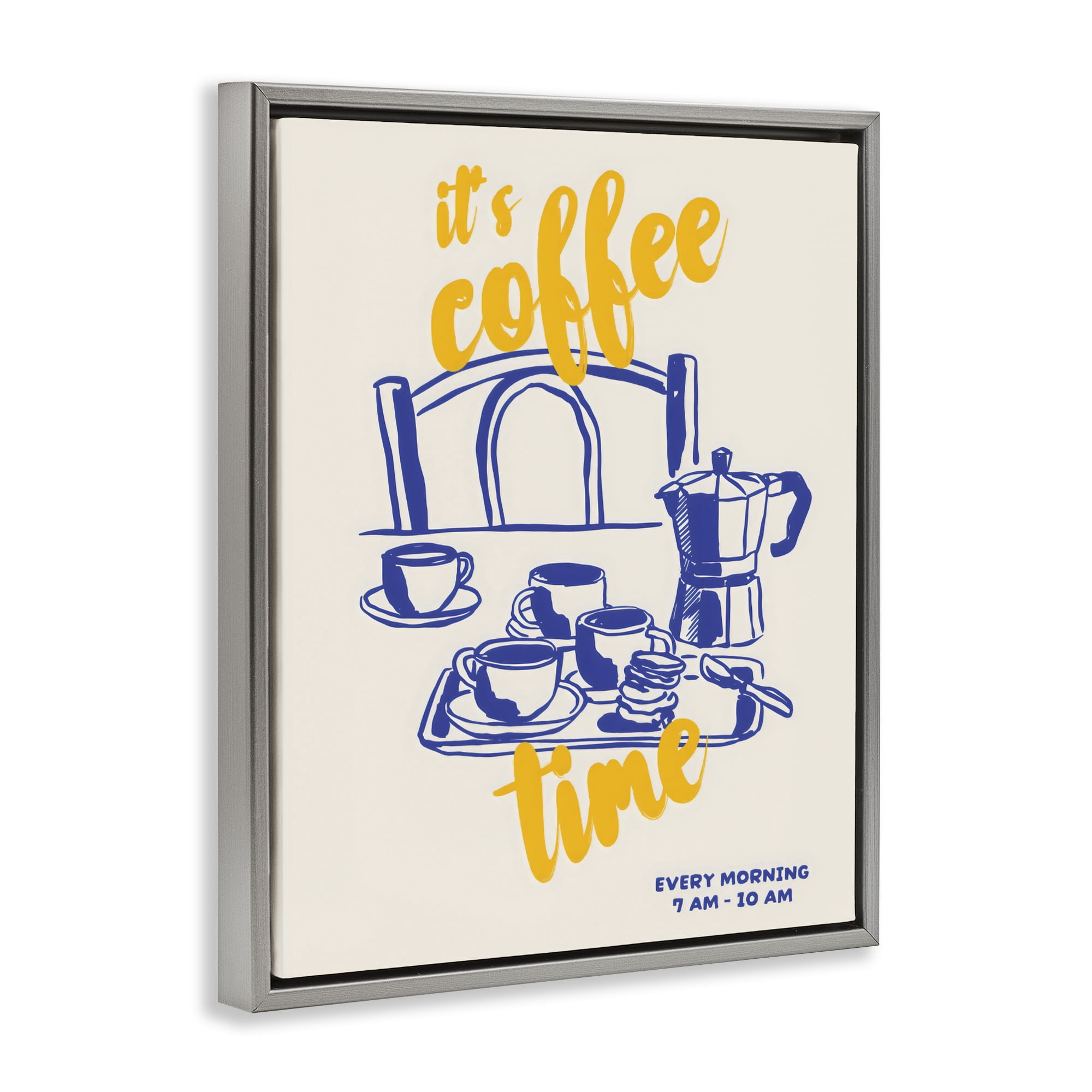 Stupell Industries It's Coffee Time Breakfast Ritual Gray Framed Floater Canvas Wall Art, design by The Prints Vibe