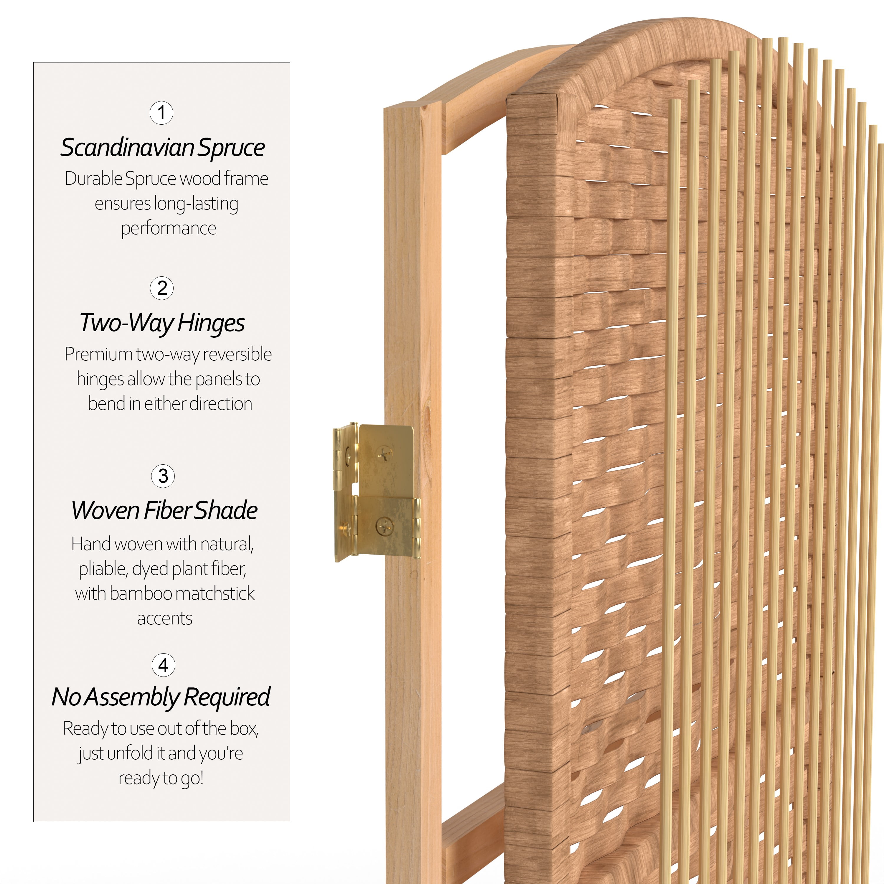 Red Lantern 6 ft. Tall Diamond Weave Fiber Room Divider - Natural - 6 Panel