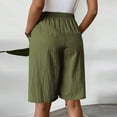 thumbnail image 6 of Sakmal Bermuda Women's Shorts Wide Leg High Waisted Green Comfy Solid Shorts for Women with Pockets, 6 of 9