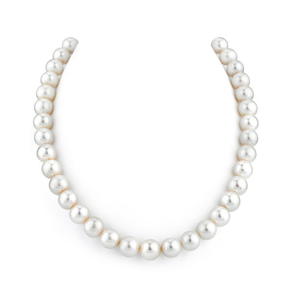 THE PEARL SOURCE 14K Gold 10-11mm AAA Quality Round White Freshwater  Cultured Pearl Necklace for Women in 20