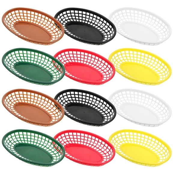 HOMEMAXS 12pcs Multi-function Fruit Baskets Kitchen Food Baskets Plastic Reusable Bread Baskets Chip Supply