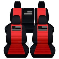 D6N-1-Designcovers Fits 2013-2018 Jeep Wrangler JK 4door Cotton Seat Covers With America Flag Design:Black and Red- Full Set