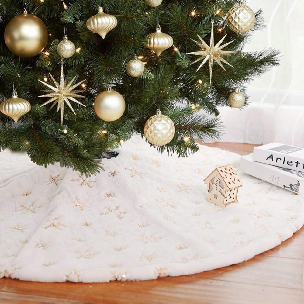 150cm Christmas Tree Skirt Base Faux Fur Xmas Floor Mat Decoration Ornaments 