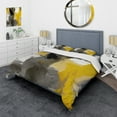 thumbnail image 1 of Designart "Sunlit Yellow with Vivid Gray II" Abstract Bedding Covert Set - Modern White Bed Set With 2 Shams, 1 of 6