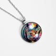 thumbnail image 4 of Rhinoceros Elegant Glass Circular Pendant Necklace Statement Jewelry, 4 of 5