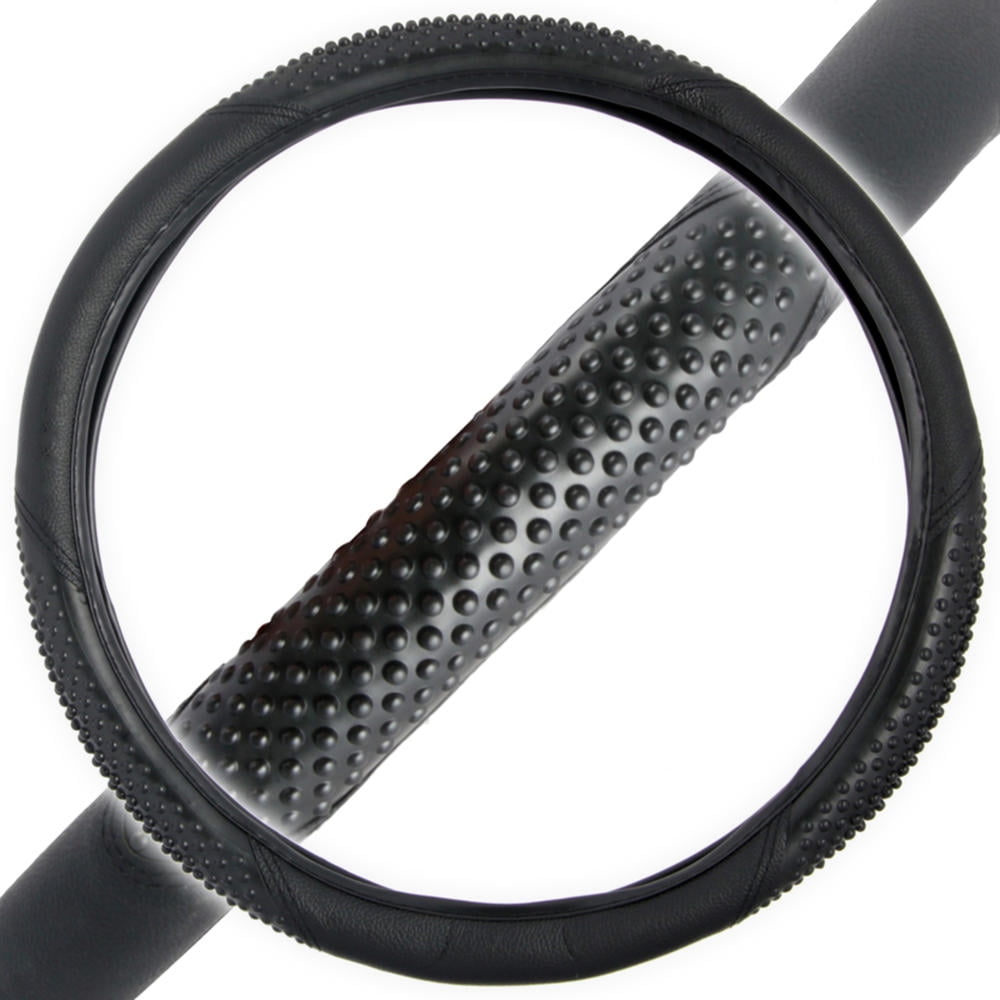 BDK Massage Grip Car Steering Wheel Cover for Car SUV VAN Two Tone Color, Odorless, Standard