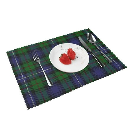 

Home Robertson Hunting Tartan Placemats Set Of 4 Washable Wipeable Place Mats Place Mats For Festival Parties Family Dinner (12 X 18inch)