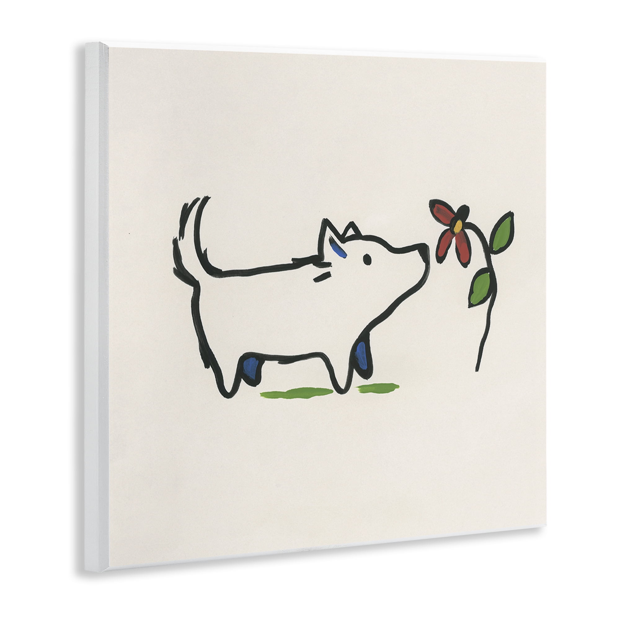 Stupell Industries Doodle Dog & Flower Plants & Flowers Painting Unframed Art Print Wall Art, 12 x 12