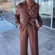 thumbnail image 2 of 2-Piece Paneled Fashion Lapel Long Sleeve Shirt With Long Pants Suit For Women, 2 of 8