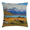 thumbnail image 1 of Scenery Decor Throw Pillow Cushion Cover, Animal Farm with Horses in the Vast Combe with Mountains Desert Art Photo, Decorative Square Accent Pillow Case, 20 X 20 Inches, Multicolor, by Ambesonne, 1 of 2