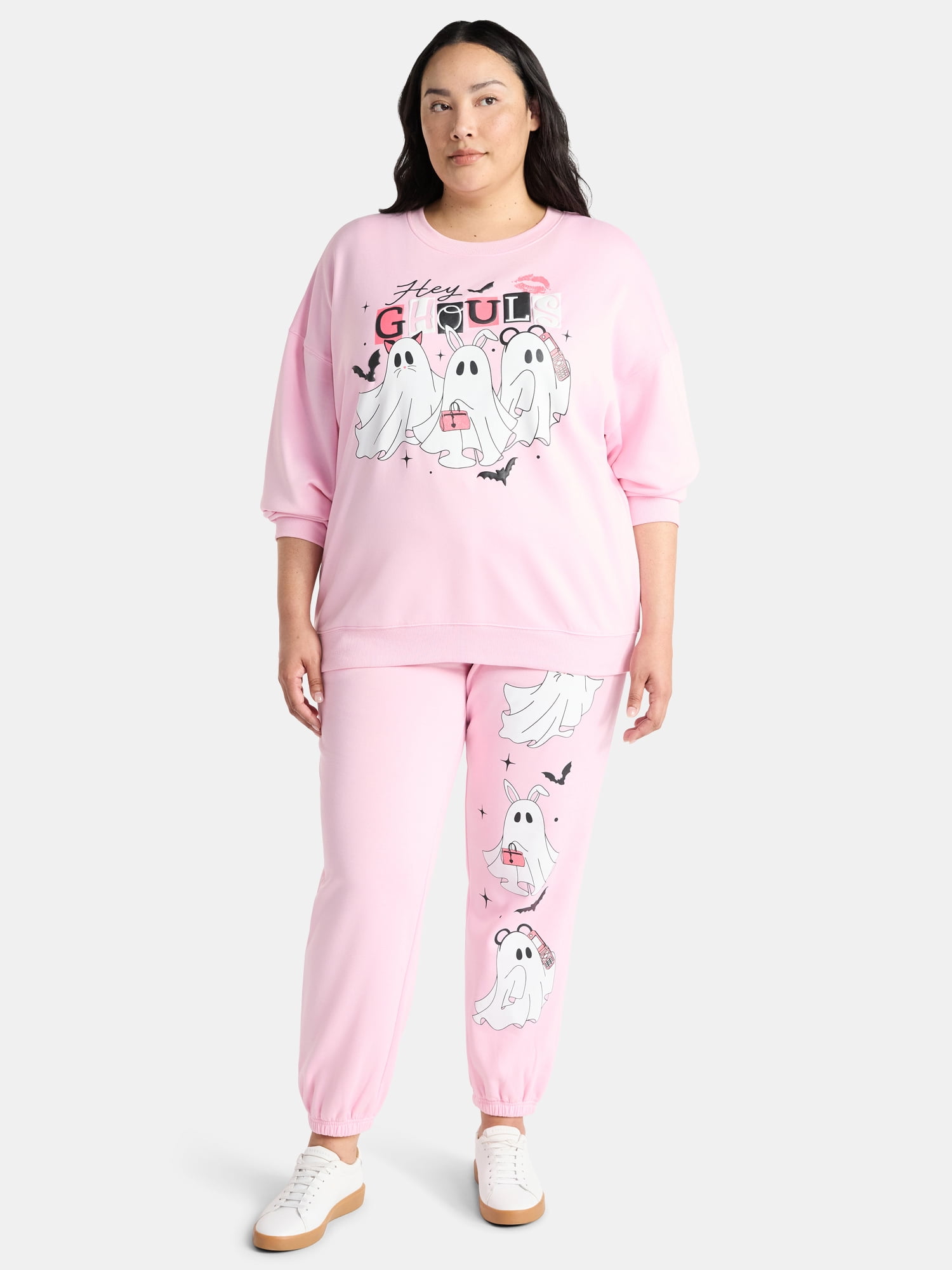 Halloween Hey Ghouls Women's Plus Graphic Sweatshirt, Sizes 1X-4X
