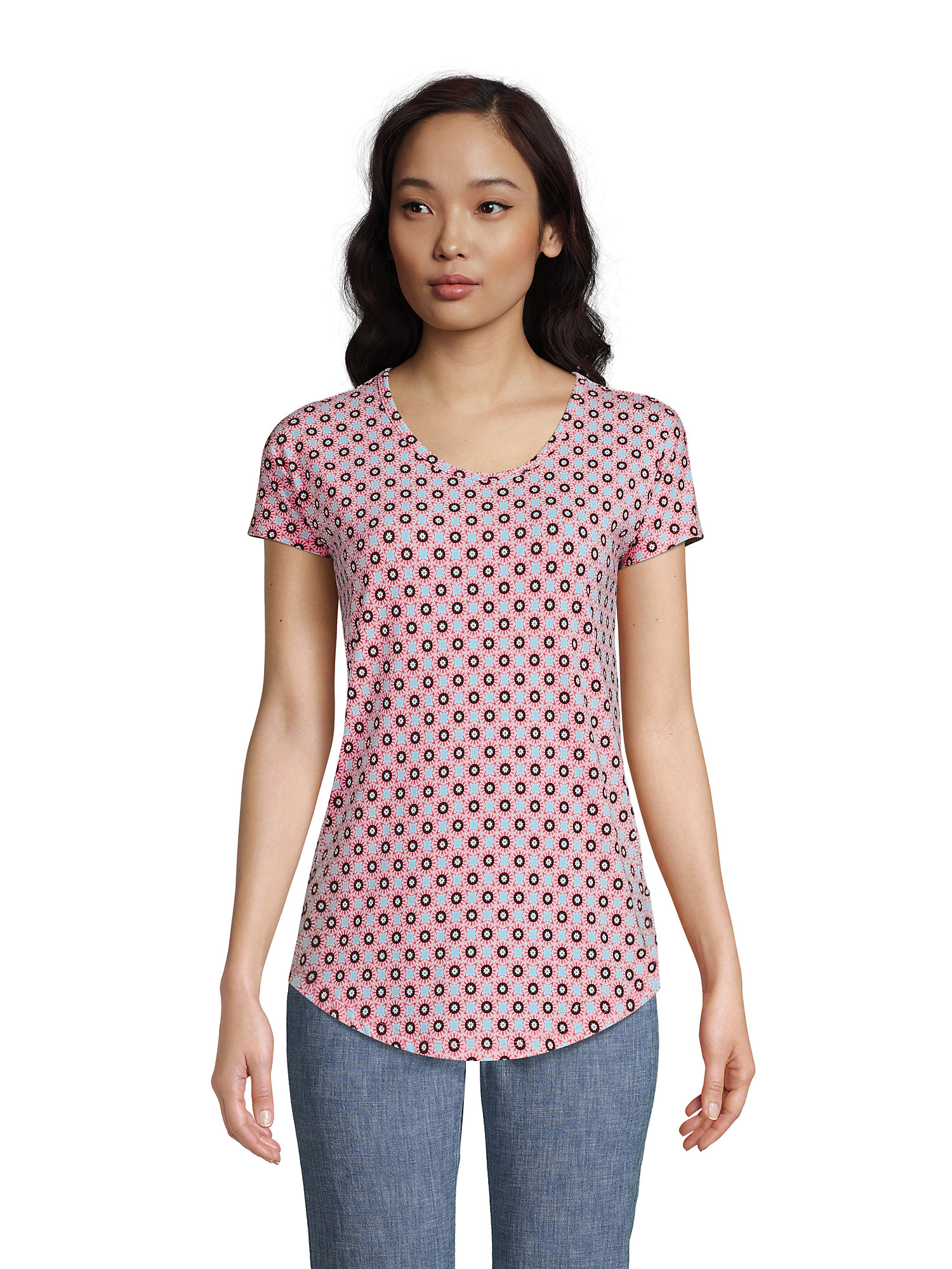 Lands' End Women's Petite Short Sleeve Lightweight Uneck Tshirt