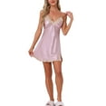 thumbnail image 2 of INSPIRE CHIC Women's 2 Pcs Satin Pajama Sets Nightgown with Robe Lingerie Lounge Sleepwear L Light Pink, 2 of 5