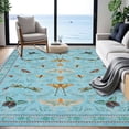 thumbnail image 2 of Soft Modern Area Rug for Living Room, Bedroom, Durable Home Decor Carpet, 8x10ft, Elegant Cyan, 2 of 8