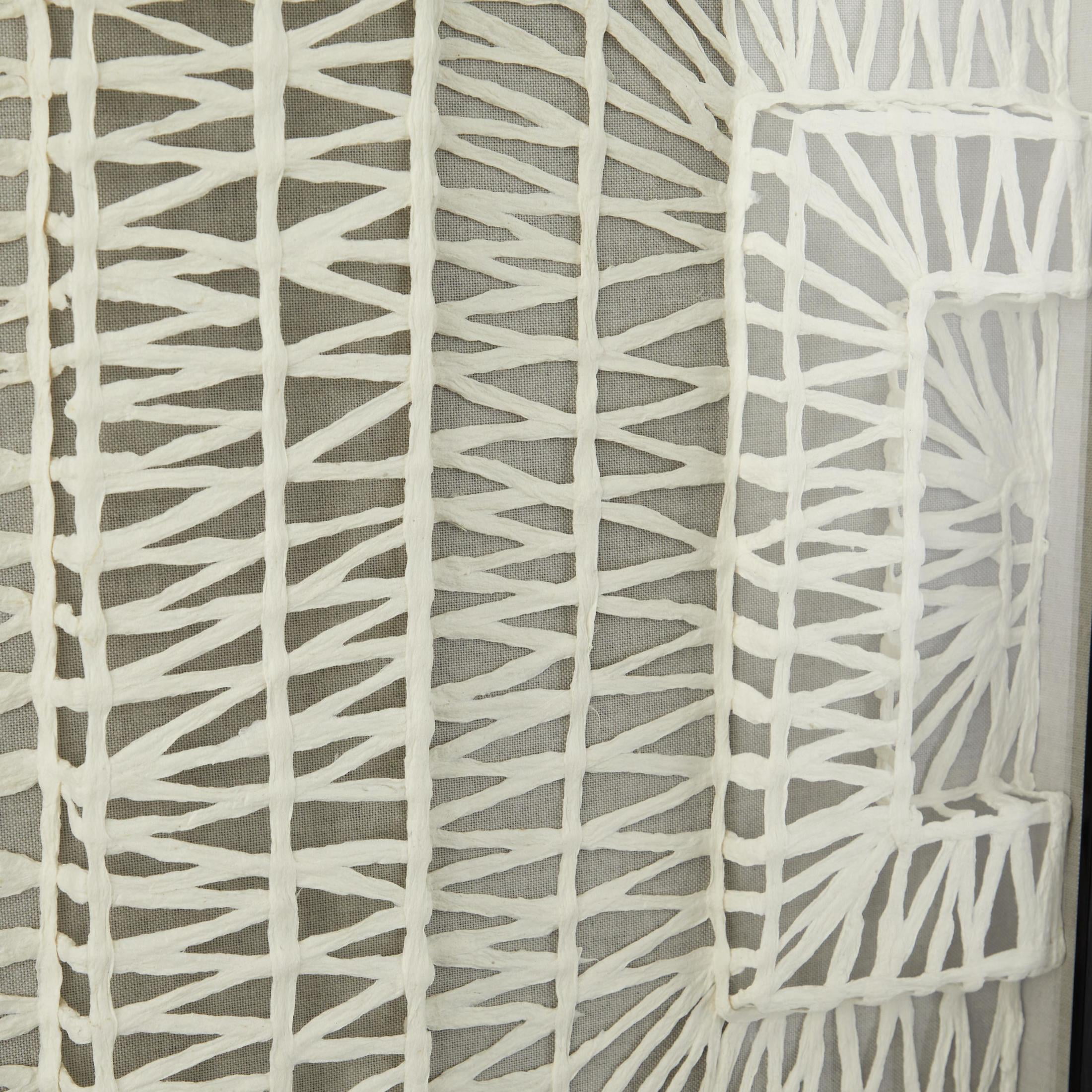 20"W, 39"H White Geometric Handmade 3D Origami Shadow Box with Black Frame, by DecMode (2 Count)