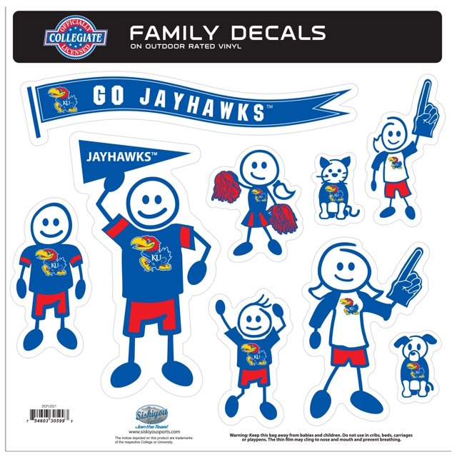 NCAA Siskiyou Sports Fan Shop Kansas Jayhawks Family Decal Set Large One Size Team Color