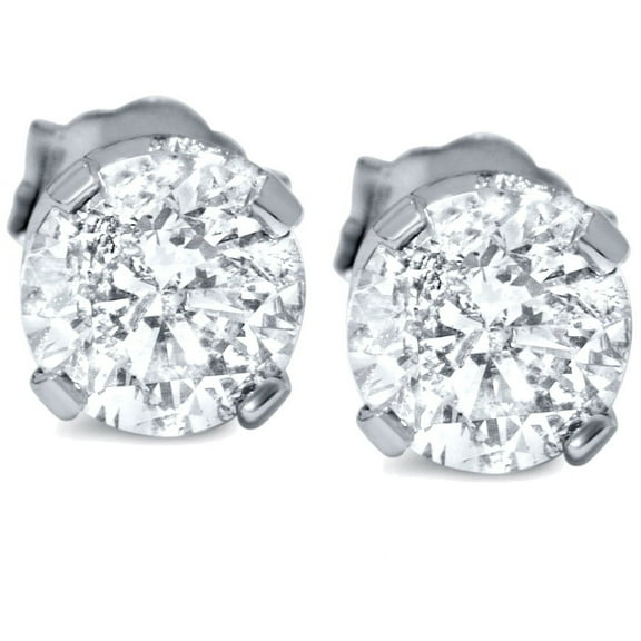 Pompeii 1 1/2ct 14K White Round Cut Studs Earrings Screw Back (G-H,I2-3)