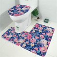 thumbnail image 2 of Pioneer Flower Floral Print Pattern Bathroom Rugs Sets 3 Piece,Toilet Cover Set,Absorbent Non Slip Bathroom Mats Sets with U-Shaped Contour Rug Toilet Rug Set, 2 of 5
