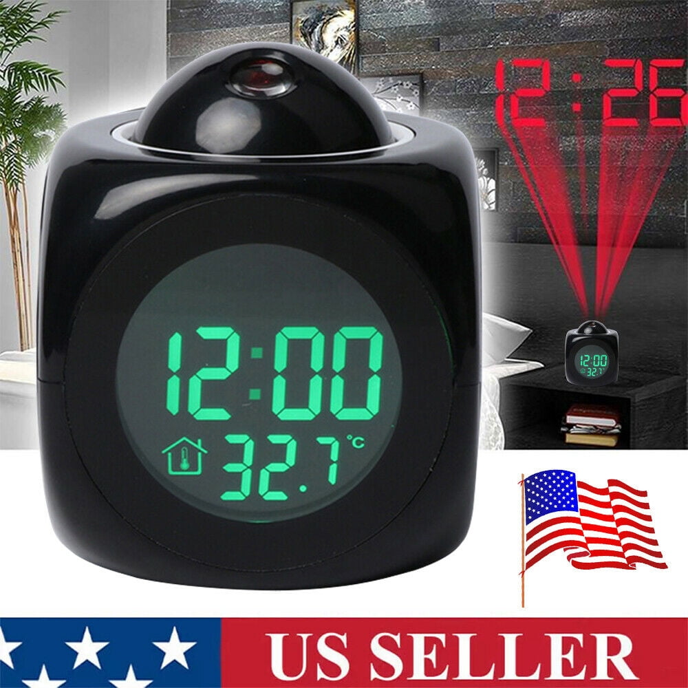 JahyShow Digital Alarm Clock Snooze LED Wall Ceiling Projection LCD Digital Voice Talking