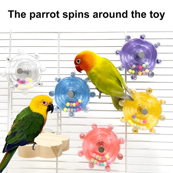 BESTSKY Interactive Parrot Spinner Toy, Rotating Treat Dispenser & Beak Grinding Wheel for Parakeets, Conures & Cockatiels