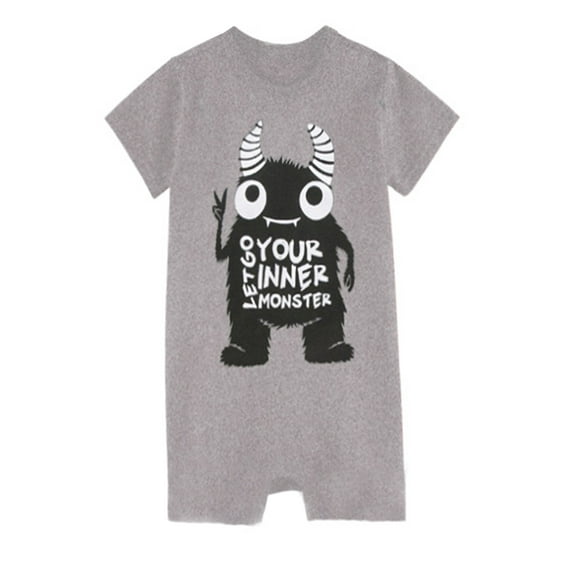 StylesILove Cute Graphic Soft Cotton Baby Romper (6-12 Months, Grey)