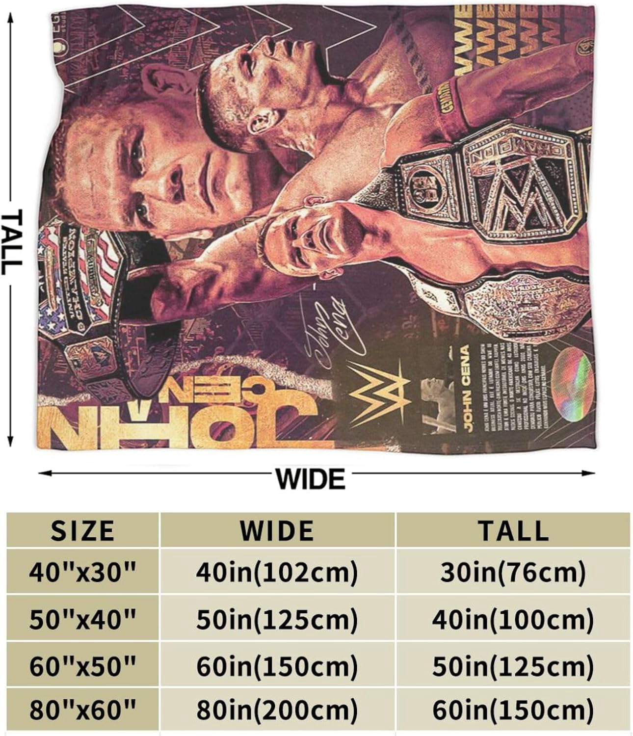 Ultra-Soft Anti-Pilling Lightweight Warm Blanket John Cena Blanket Cozy Blankets Decor for Couch Bed Sofa Bedroom Home 50x40 in