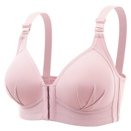 

Yubnlvae No Steel Ring Thin Women Soild Color Bra Front Button Breathable Gathers Underwear Comfort Bra