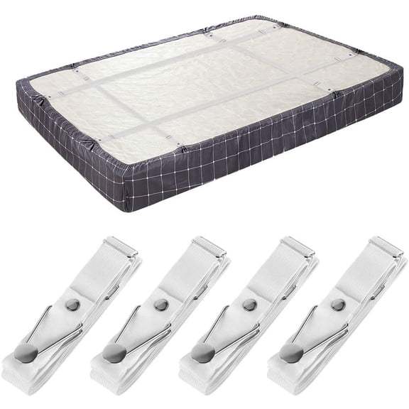 Adjustable Fitted Sheet Clips — Bed Sheet Holder Straps with Elastic Grippers for Sheets, Mattress Covers, and Sofa Cushions (4 Pack)