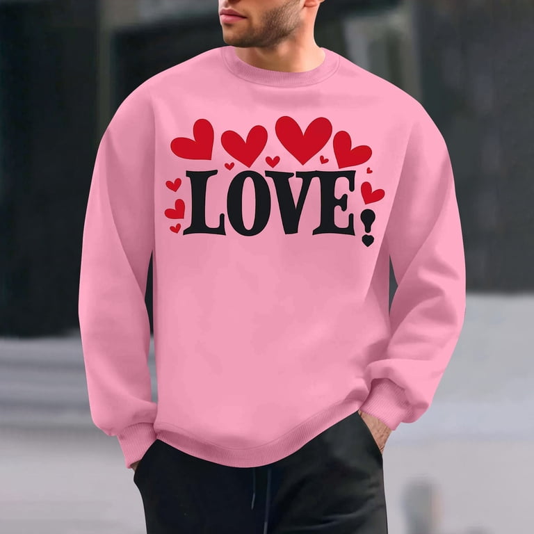 Jinhomg Mens Holiday Sweatshirt 2025 Trendy Valentine's Day Love