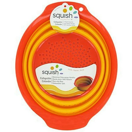 Collapsible Strainer - Squish Silicone Collapsible Colander, 4 Quart, Orange