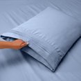 thumbnail image 3 of Queen Size Sheet Set, Hotel Luxury Bed Sheets, Extra Soft, Deep Pockets, Bamboo Derived Rayon, Breathable and Cooling Sheets, Wrinkle Free-Blue, 3 of 5