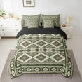 thumbnail image 2 of Feelyou Retro Aztec Bedding Comforter Set 7pcs, Green Triangle Abstract Full Bedding Set, 2 of 8