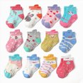 thumbnail image 2 of CAUYDY 1T 2T 3T Toddler Kid Girls Socks 12PC Set Baby Fall Winter Spring Summer Ankle Grip Socks Cute and Soft Sizes 1-3 Years, 2 of 4