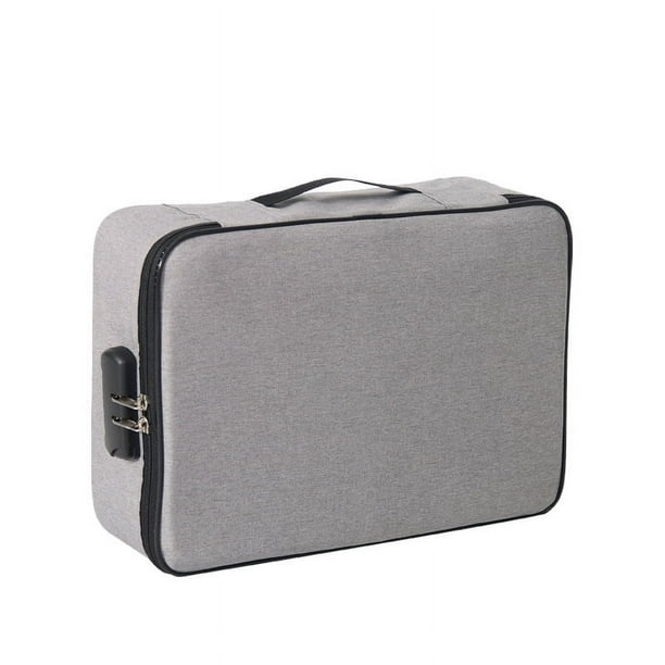 Bolsa de almacenamiento de certificados plegable de tela impermeable a prueba de humedad con cerradura para documentos de viaje, bolsa de múltiples capas de gran capacidad
