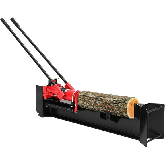 Bingirl 12 Ton Hydraulic Log Splitter Wood Cutter Manual Log Splitter with Horizontal Full Steel Beam & Built-in Wheel