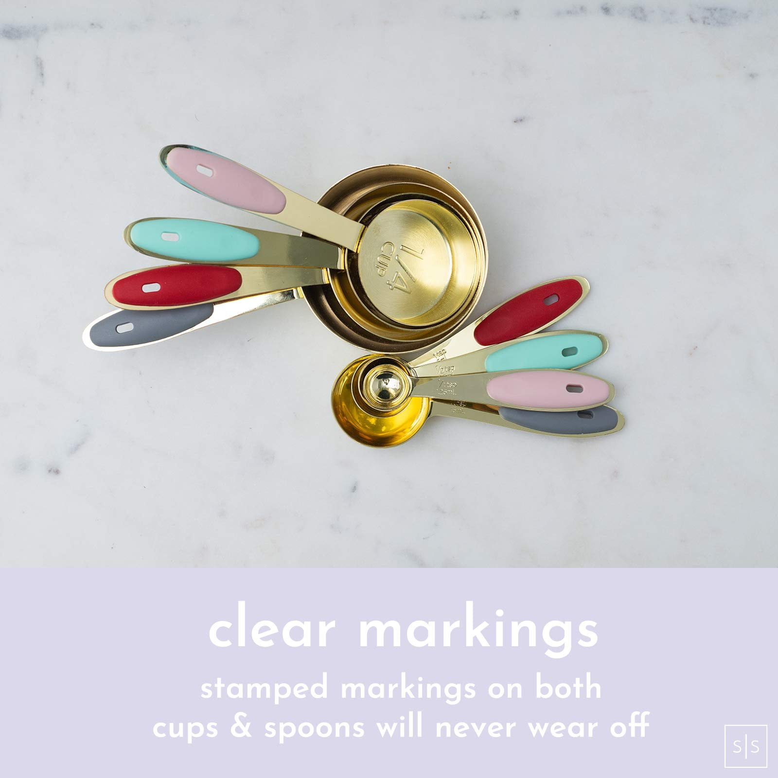 Golden Metal Measuring Cups And Spoons Set - Perfect For Baking