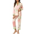 thumbnail image 2 of Conjunto de Pijamas de Seda para Mujeres con Mangas Largas y Pantalones de Satén M Rosa, 2 of 5