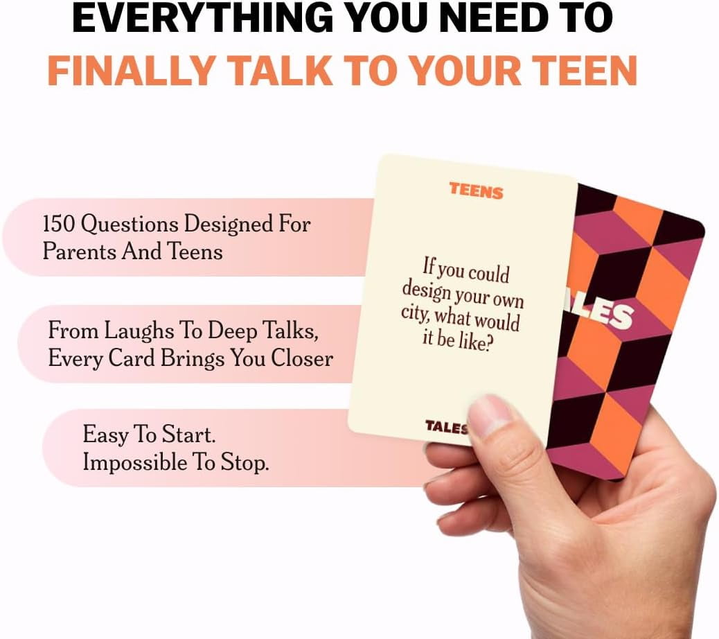 TALES Conversation Cards, Teens Edition 150 Count, Fun Family Games for Teens, Perfect for Dinners, Road Trips, Classrooms