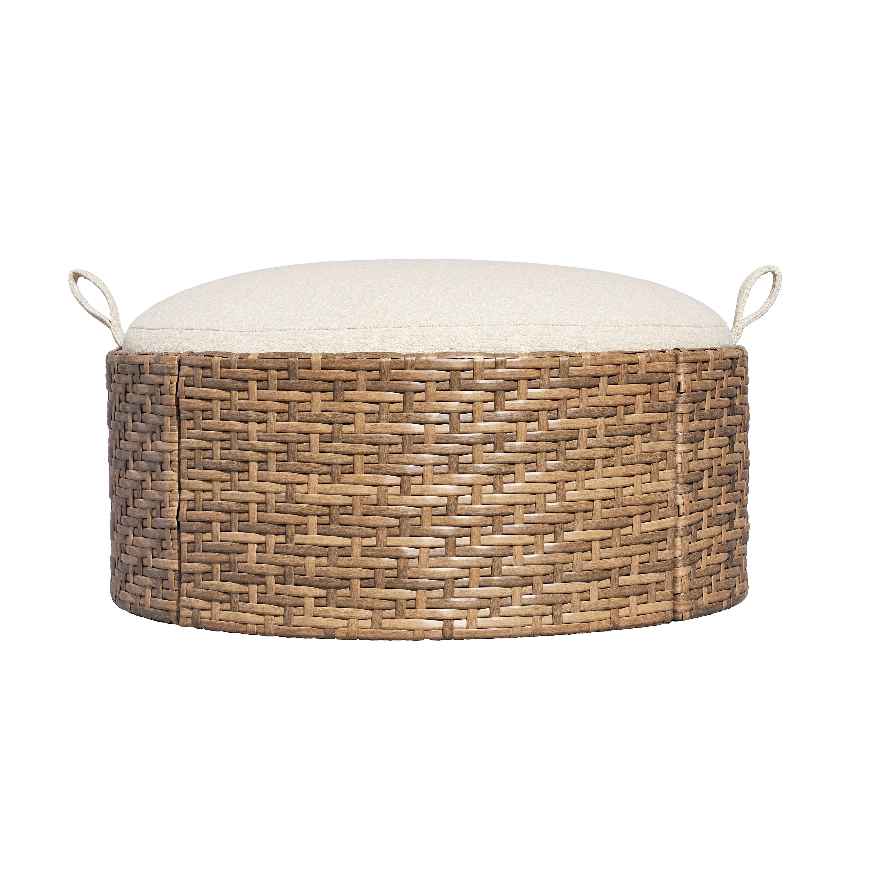 Beautiful Wicker Outdoor Reversible-Top Storage Ottoman/Coffee Table & Cover by Drew Barrymore, Brown/Porcini