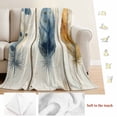 thumbnail image 5 of Blue Brown Feathers Blanket Soft Cozy Warm Throw Blanket for Couch, Plush Fuzzy Flannel Fleece Blankets for Sofa, Vintage Boho Ombre Wood Grain Bed Blankets Lightweight Gifts for Women, 50"x80", 5 of 9