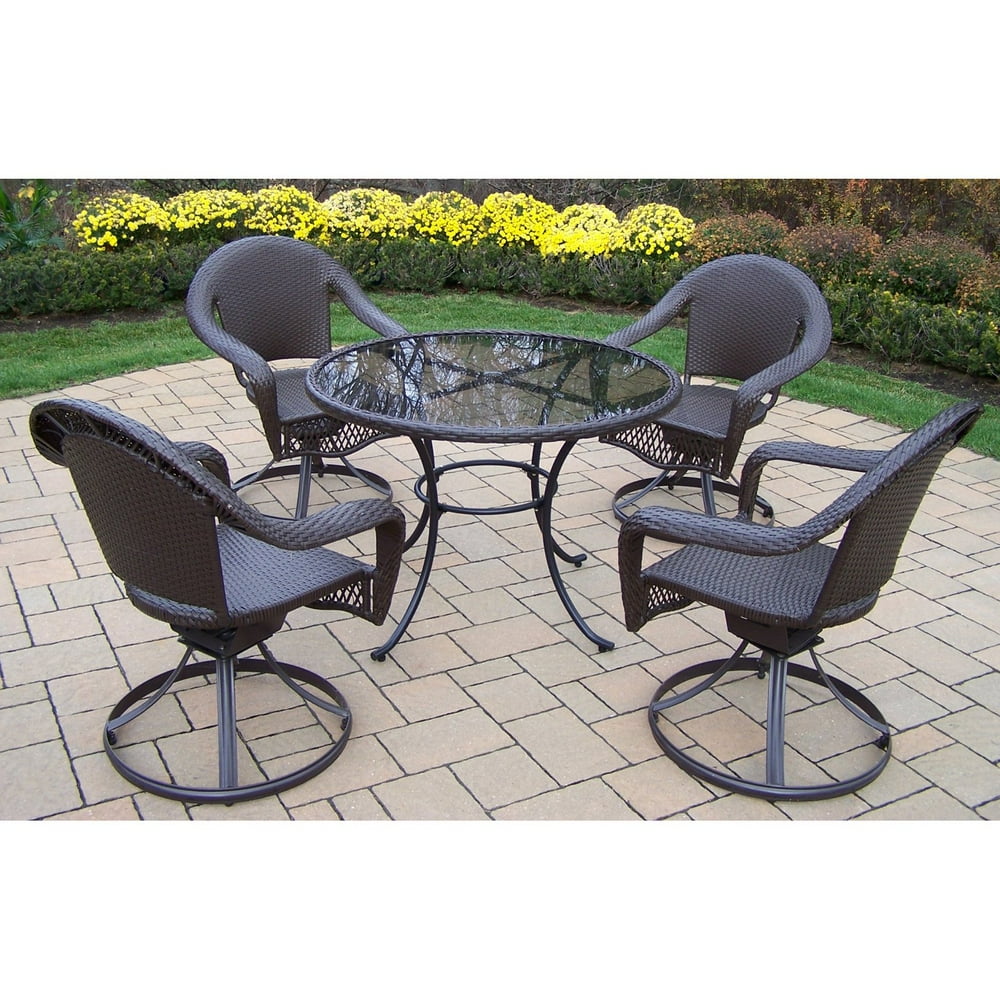 Oakland Living Elite Resin Wicker Swivel Patio Dining Set