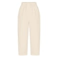 thumbnail image 4 of hoksml Women's High Waist Drawstring Pants, Casual Cotton Trousers with Pockets and Side Cutout Detail, 4 of 6