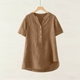 thumbnail image 6 of Roncen Womens Short Sleeve Shirts V Neck Collared Button Down Shirt Tops with Pockets, 6 of 8