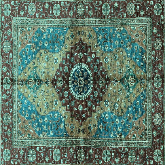 Ahgly Company Indoor Square Persian Light Blue Traditional Area Rugs, 4' Square