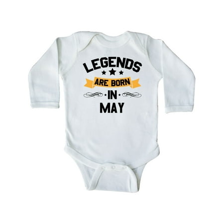 

Inktastic legends are born in may Gift Baby Boy or Baby Girl Long Sleeve Bodysuit