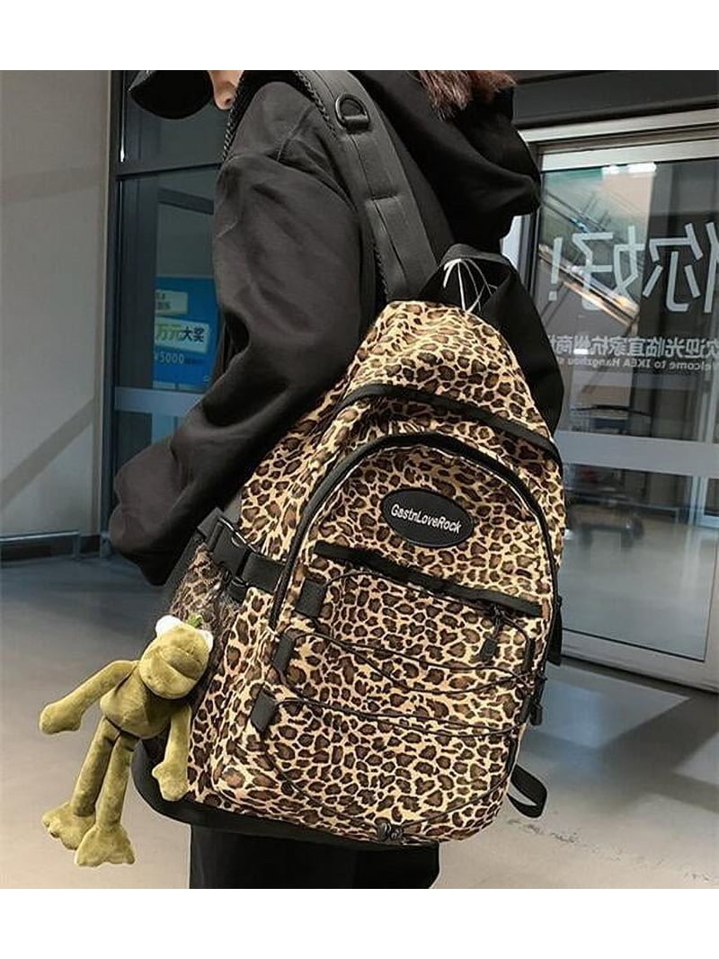 Van Caro Animal Leopard Print Backpack Canvas Large Capacity  display picture 1