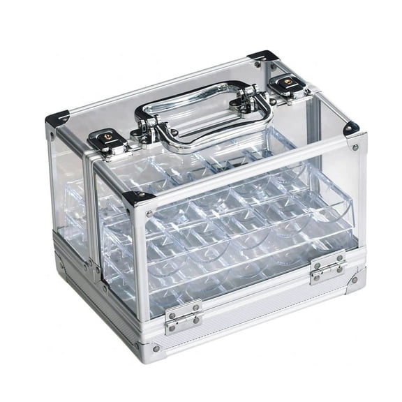 GSE Games & Sports Expert Poker Chip Cases, Casino Grade Acrylic Poker Chips Holder with 6 Poker Chip Trays for Any Thickness Chips (Holds 600 pieces)