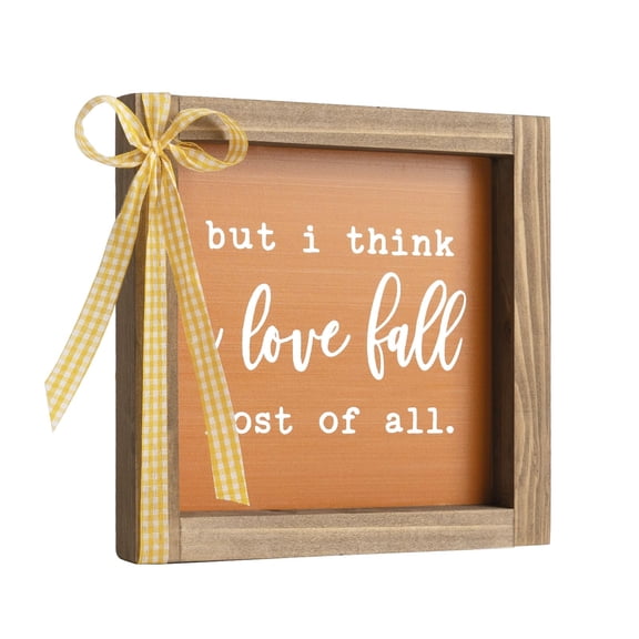Farmhouse Fall Wooden Sign, Fall Decorations for Home, Indoor Love Autumn Thanksgiving Centerpieces for Tables Wall Shelf Office Desk Fireplace Mantle Tiered Tray Farmhouse House Decor