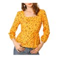 thumbnail image 1 of Allegra K Women's Floral Square Neck Long Sleeves Tie Waist Blouse, 1 of 7