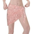 thumbnail image 3 of Disketp Rose Gold Pink Glitter Women Swimsuit Cover Up Short Chiffon Summer Beach Sarong Bikini Wrap Skirt Bathing Suit, 3 of 7